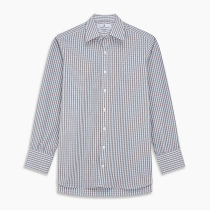 Pale Blue Multi Check Cotton Regular Fit Mayfair Shirt Image 5