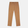 View 1 of product The Camel Front Pleated Manson Trouser by Turnbull & Asser, tailored in Italy with belt loops, front crease, side pockets, and a button closure, is shown laid flat on a white background.