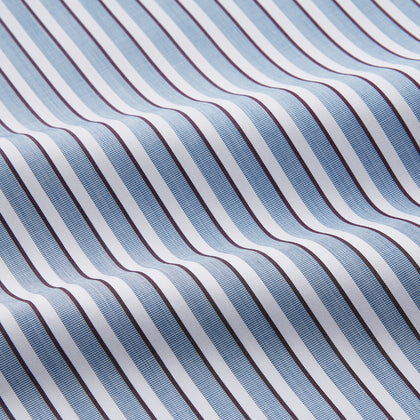 Blue and White Stripe Cotton Regular Fit Mayfair Shirt Image 4