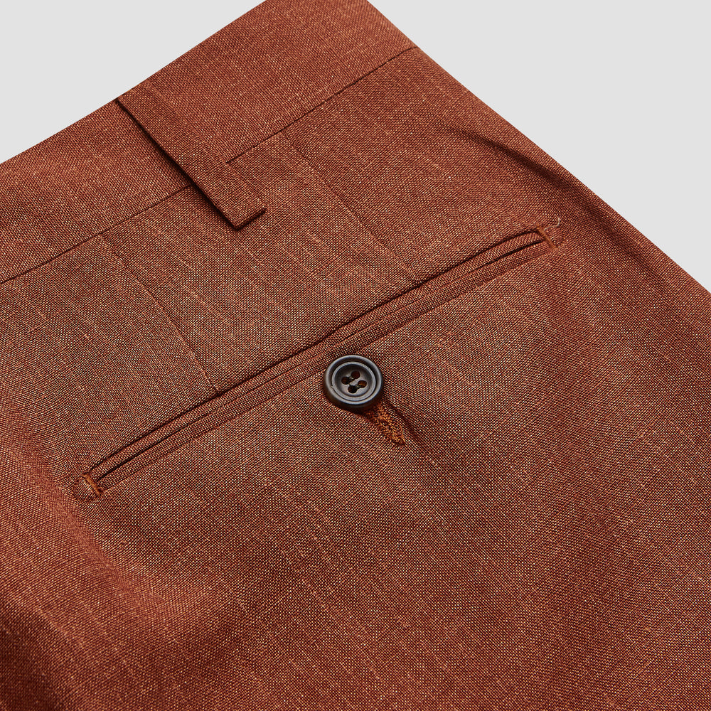 Rust Linen-Wool-Silk Gerry Trousers