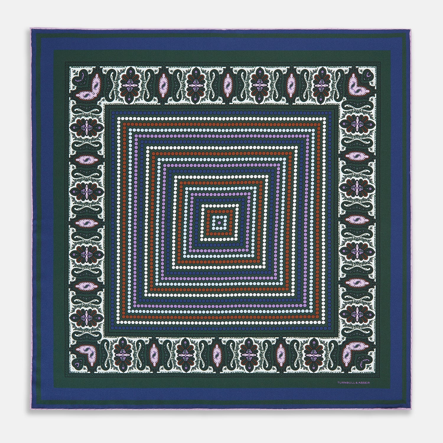 Image 9 of product Forest Green Dots and Paisley Silk Pocket Square