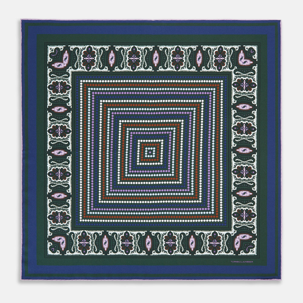 Forest Green Dots and Paisley Silk Pocket Square