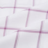View 6 of product The Antique Pink Grid Check Mayfair Shirt by Turnbull & Asser is a long-sleeve shirt made from Italian cotton, featuring evenly spaced pink grid checks, displayed flat on a white background.