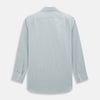 View 3 of product Turnbull & Asser Pale Blue Fine Check Mayfair Shirt—a long-sleeve button-up with classic collar, buttoned cuffs, white buttons, and a subtle check pattern in sanforised cotton—displayed on a white background.