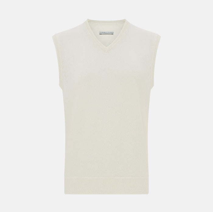 Ivory Cashmere V-neck Vest