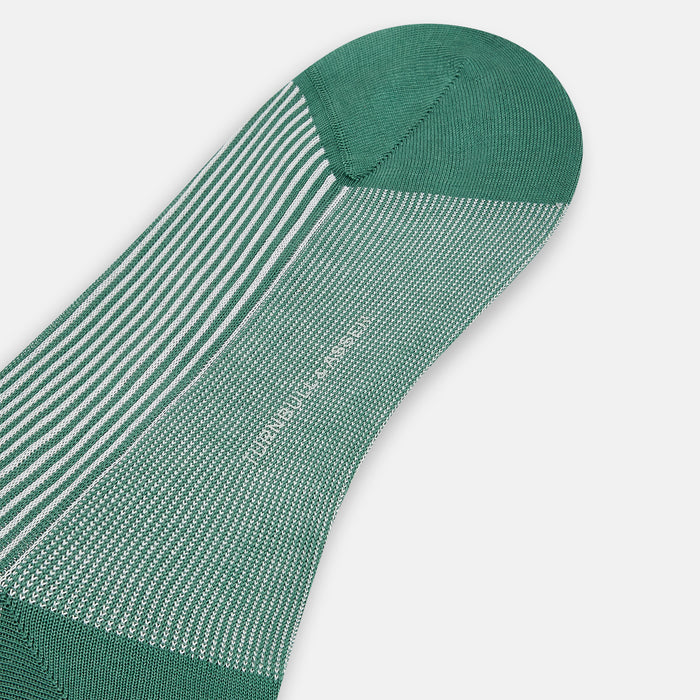 Melon Green/White Thin Striped Long Socks Image 2