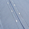 View 7 of product The Steel Blue Ticking Stripe Westminster Shirt by Turnbull & Asser features a classic fit, Turnbull collar, vertical stripes, white buttons, and buttoned cuffs—showcasing refined British craftsmanship.