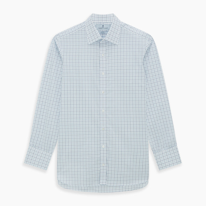 Blue Overlay Grid Check Mayfair Shirt Image 6