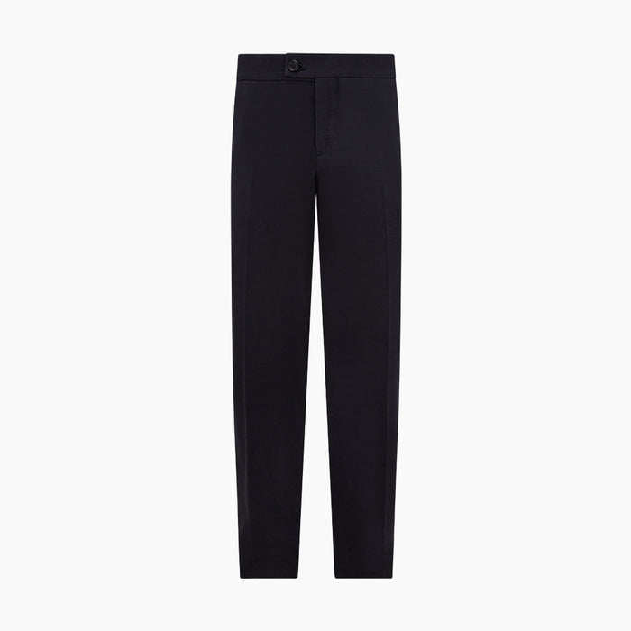 Navy Linen Blend Henry Trousers Image 7