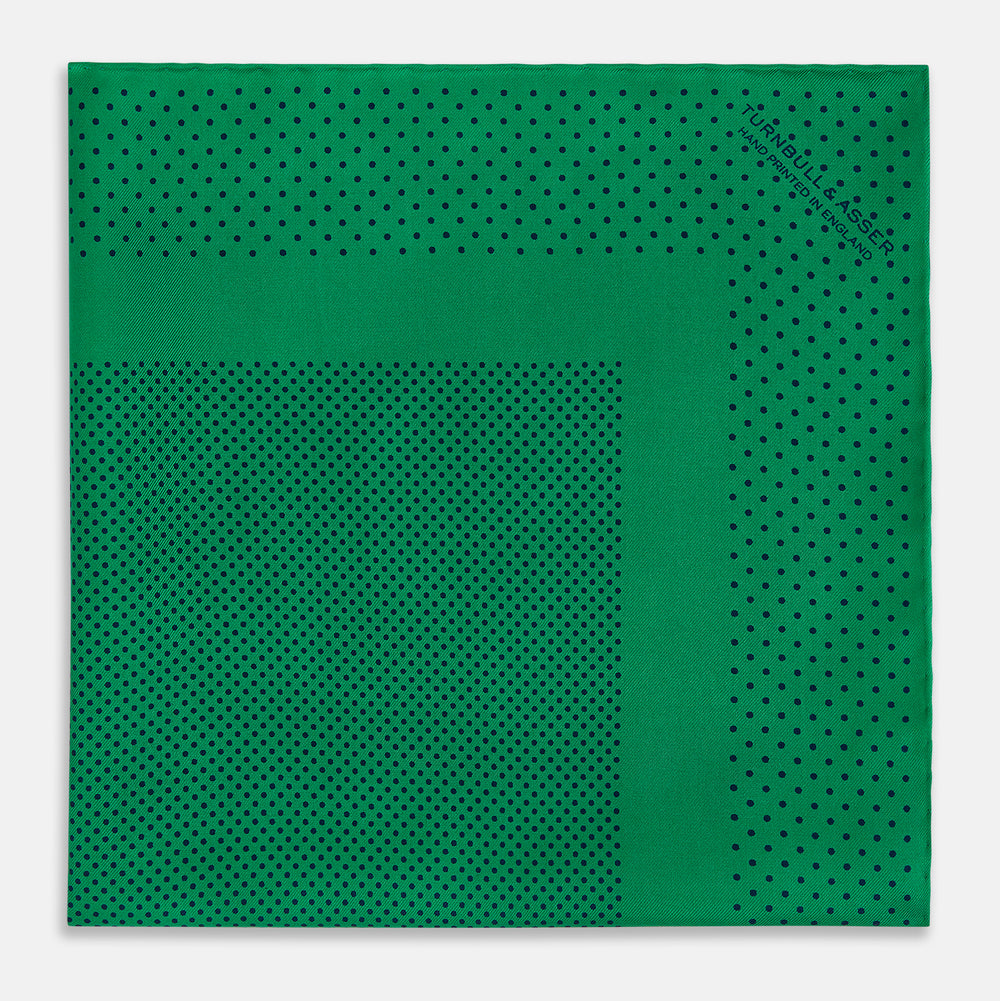 Green Dot Silk Pocket Square