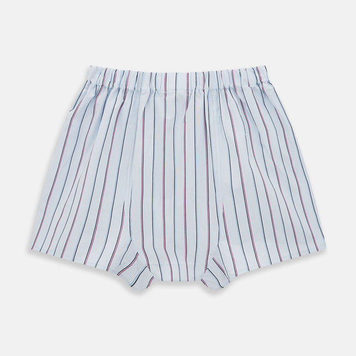 Pale Blue And Pink Multi Stripe Godfrey Boxer Shorts Image 1