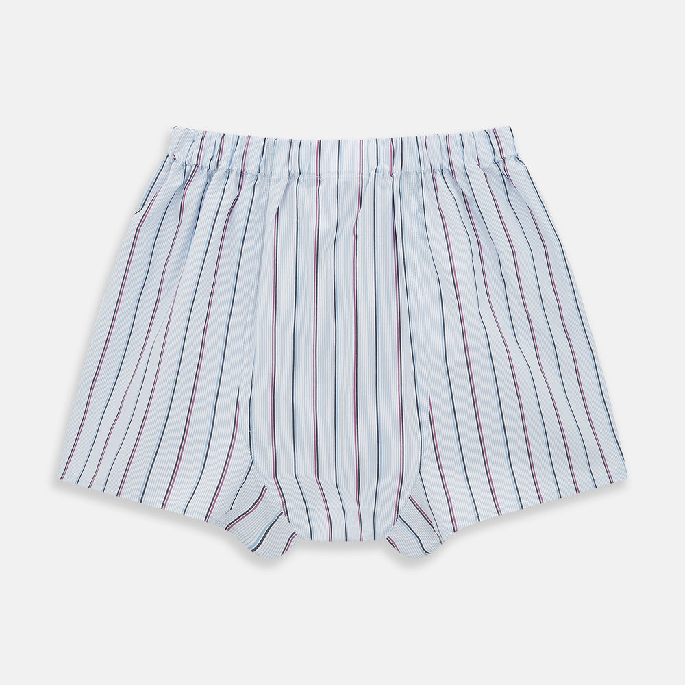 Pale Blue And Pink Multi Stripe Godfrey Boxer Shorts