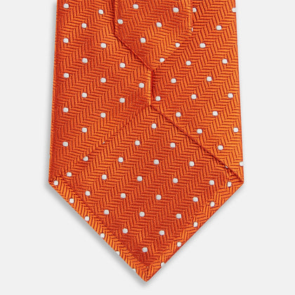 Orange and White Micro Dot Silk Tie Image 2