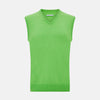 Bright Green V-neck Cashmere Vest