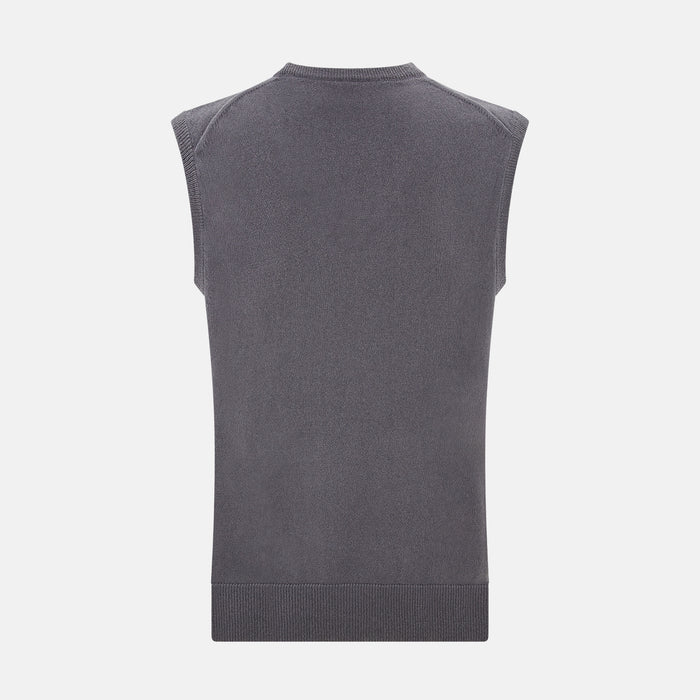 Slate Grey V-neck Cashmere Vest Image 2