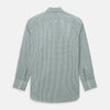 View 3 of product The Turnbull & Asser Green Fine Check Mayfair Shirt, crafted from fine Italian cotton with a pointed collar and buttoned cuffs, is shown laid flat on a white background.