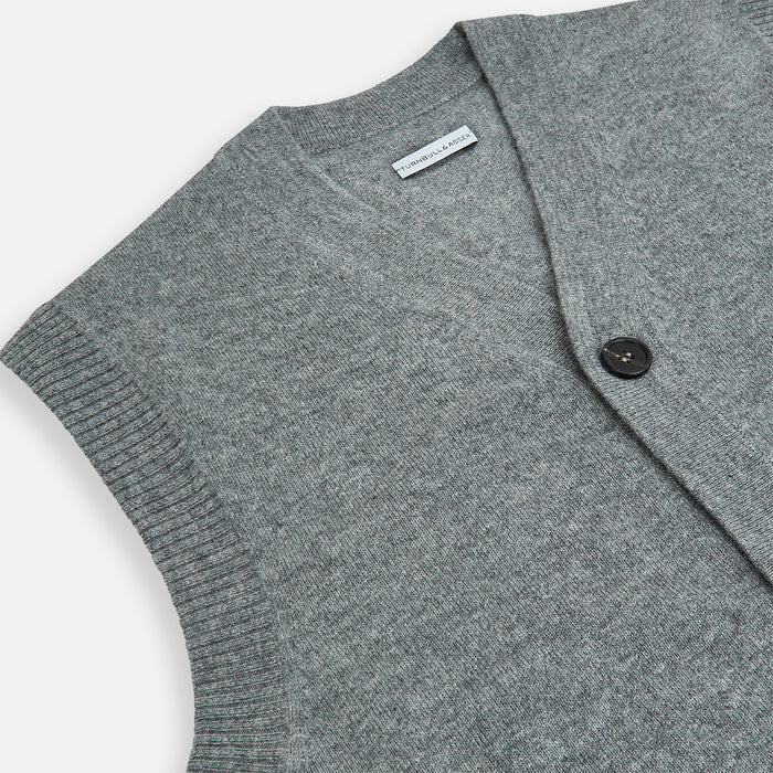 Ash Grey V-neck Sleeveless Cardigan Image 1