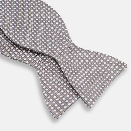 Grey and White Diamond Silk Bow Tie Image 2