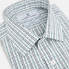 View 2 of product The Turnbull & Asser Sage Green Multi Check Mayfair Shirt is a long-sleeved, button-up shirt with a spread collar, crafted from premium Italian cotton and displayed on a white background.