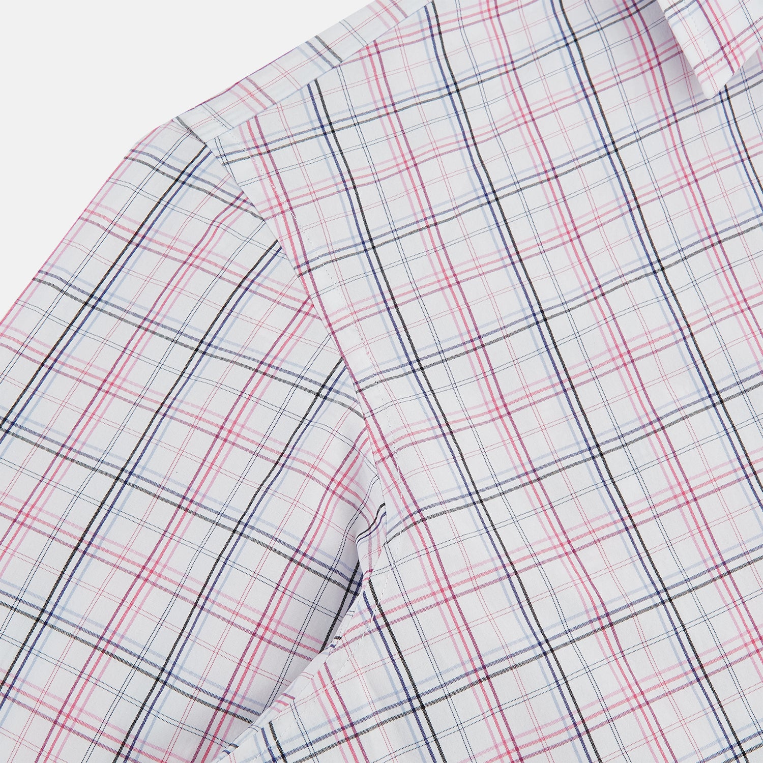 View 6 of product The Purple and Blue Multi Check Westminster Shirt by Turnbull & Asser features a refined plaid pattern, long sleeves, and button-up design—displayed flat to showcase hallmark British craftsmanship.