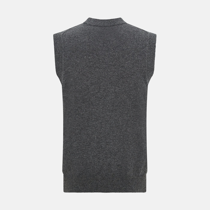 Charcoal Grey Cashmere Sleeveless Cardigan Image 2