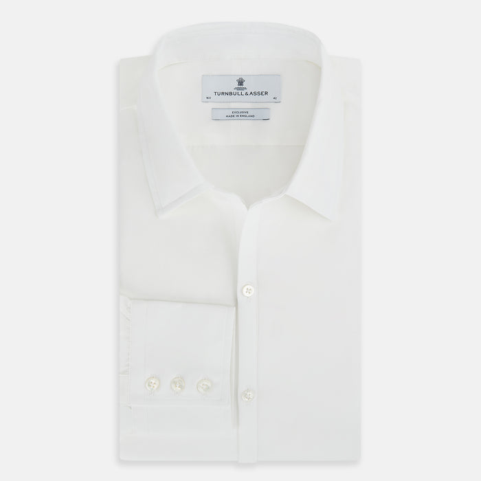 PLAIN WHITE WINDSOR SHIRT WITH TURNBULL OPEN COLLAR AND 3-BUTTON CUFFS Image 4