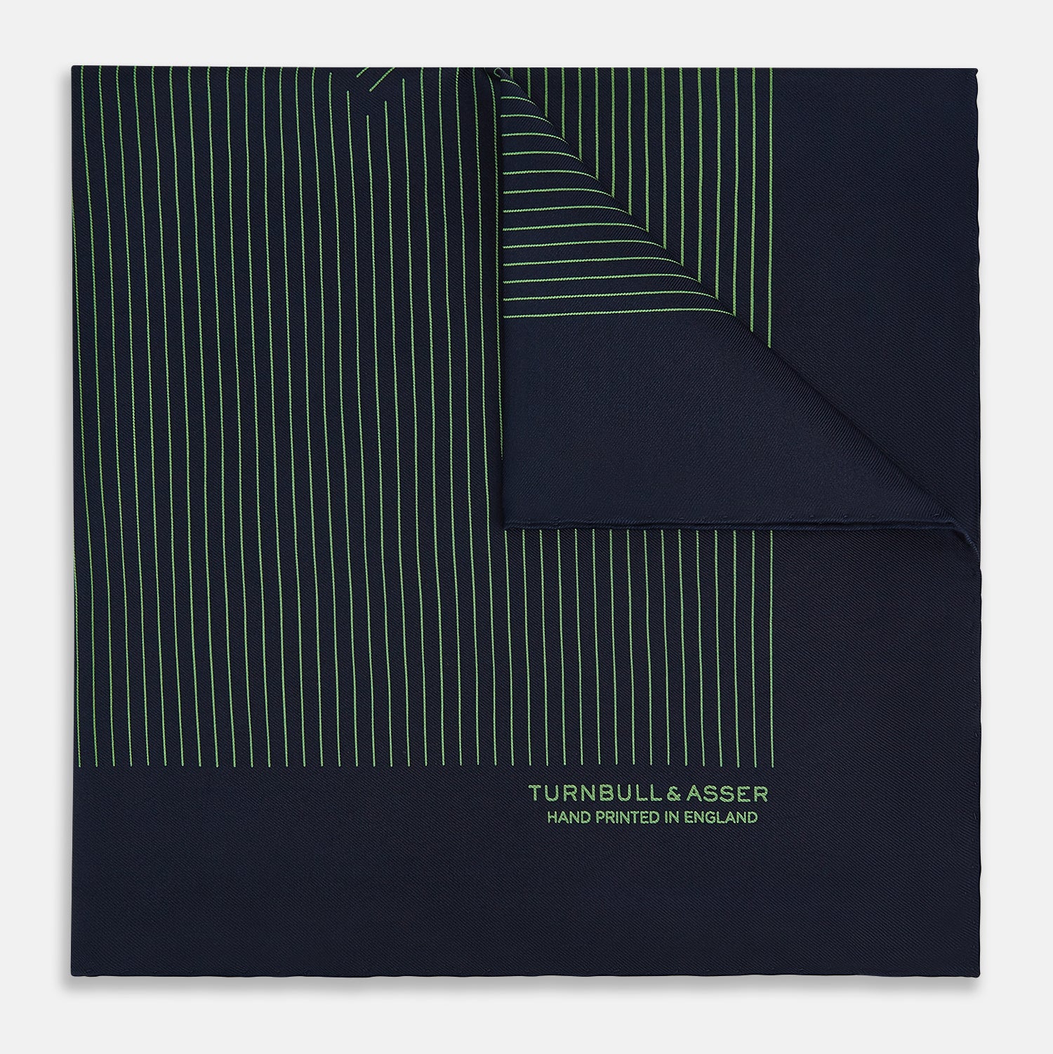 Navy and Fern Green Stripe Silk Pocket Square