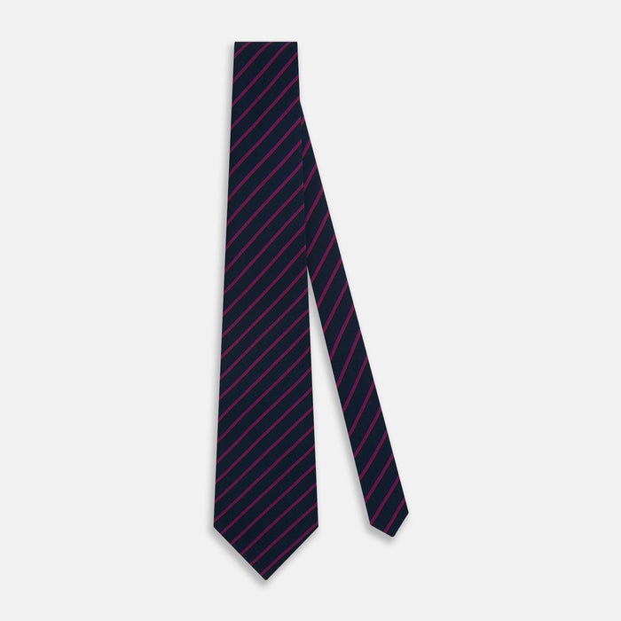 Navy and Purple Striped Blazer Silk Tie Image 1