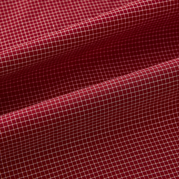 Dark Red Pin Check  Shirt with Contrast T&A Collar and Cuffs Image 5