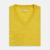 Canary Yellow Fine Merino V-Neck Jumper