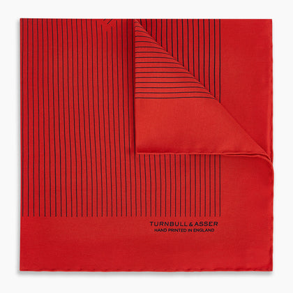 Red Stripe Silk Pocket Square Image 4