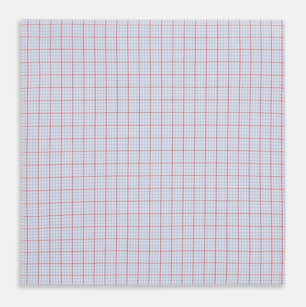 Hand Rolled Red Multi Graph Check  Handkerchief