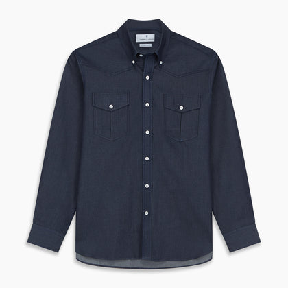 Navy Weekend Fit Larkin Shirt With Dorset Collar And 3-Button Cuffs Image 5