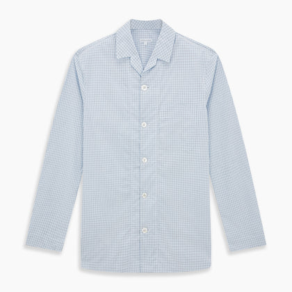Blue Graph Check Pyjama Shirt Image 6