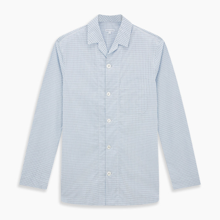 Blue Graph Check Pyjama Shirt Image 6