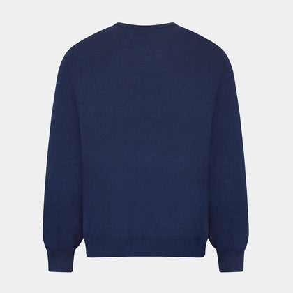 Navy Merino Round Neck Jumper Image 2