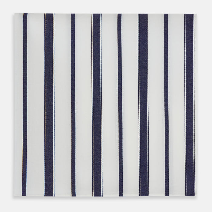 Navy Double Stripe Hand-Rolled Handkerchief