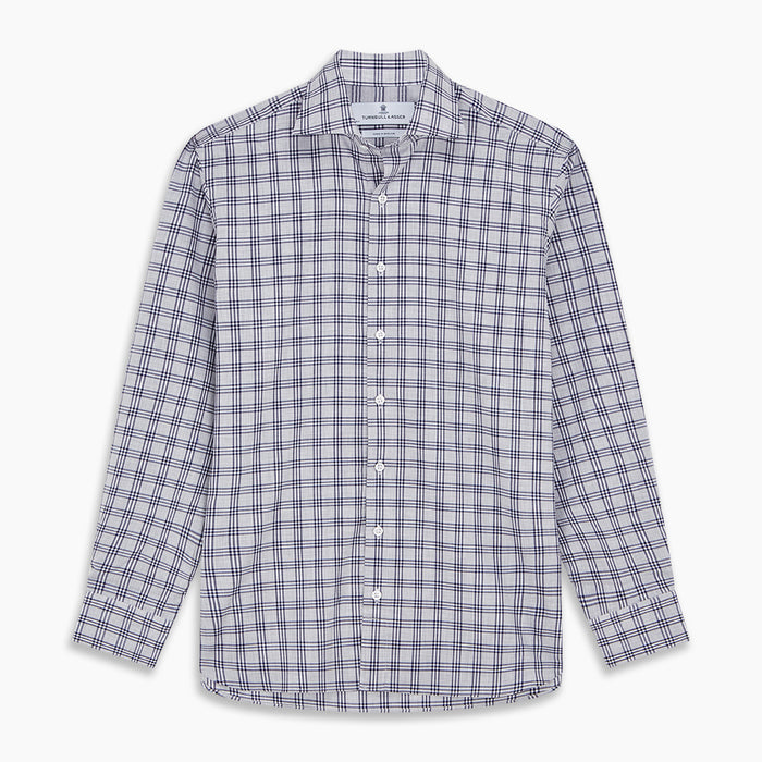 Grey Multi Check Cotton Tailored Fit Shelton Shirt Image 5