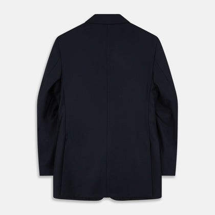 Navy Plain Wool Single Breasted Blazer Image 2