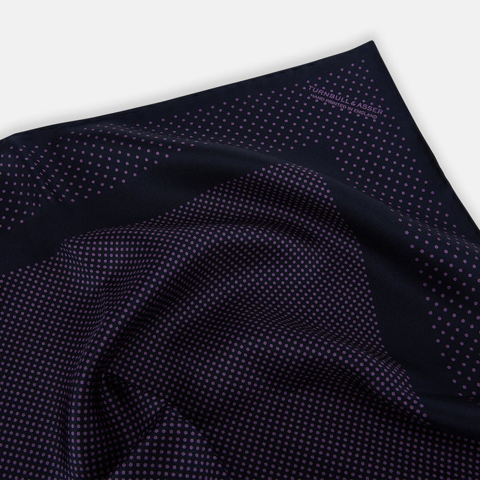 Navy and Purple Dot Silk Pocket Square Image 1