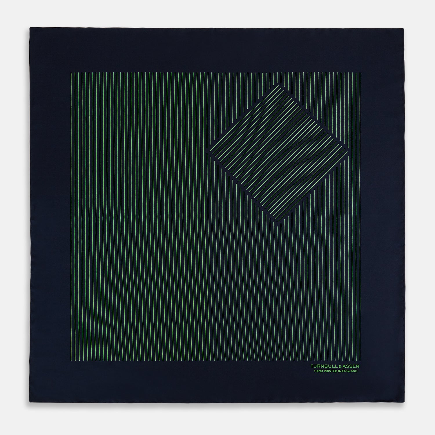 Navy and Fern Green Stripe Silk Pocket Square