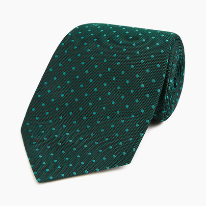 Dark Green Micro Dot Silk Tie Image 4