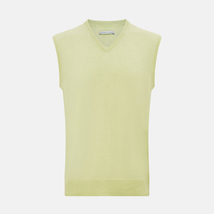 Melon Green V-neck Cashmere Vest