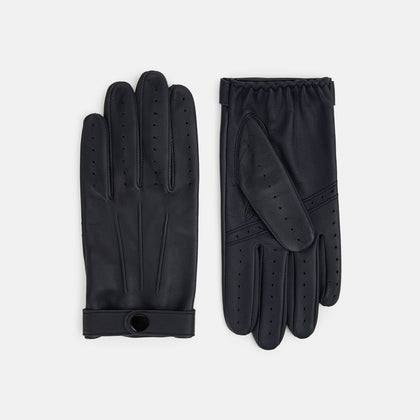 Navy Hairsheep Leather Touchscreen Driving Gloves