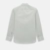 View 3 of product A dark green hairline stripe Westminster shirt by Turnbull & Asser, featuring long sleeves, a classic collar, tailored fit, white front buttons, and buttoned cuffs, laid flat on a white background.