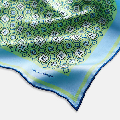 Fern Green Floral Tile Silk Pocket Square Image 6