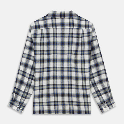 Green Multi Check Linen Holiday Fit Winnington Shirt Image 4