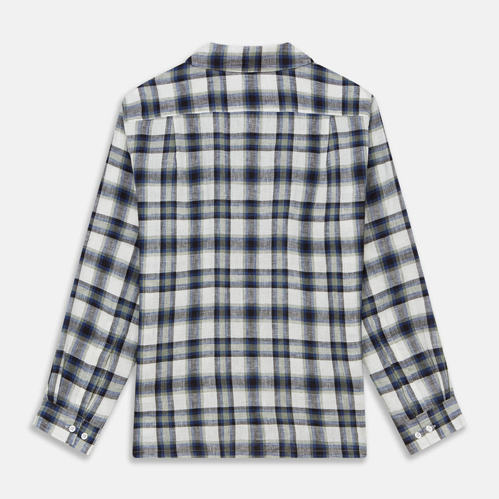 Green Multi Check Linen Holiday Fit Winnington Shirt Image 4
