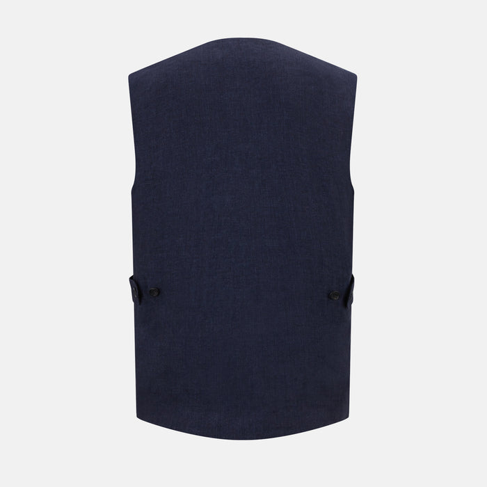 Navy Linen Twill Waistcoat Image 2