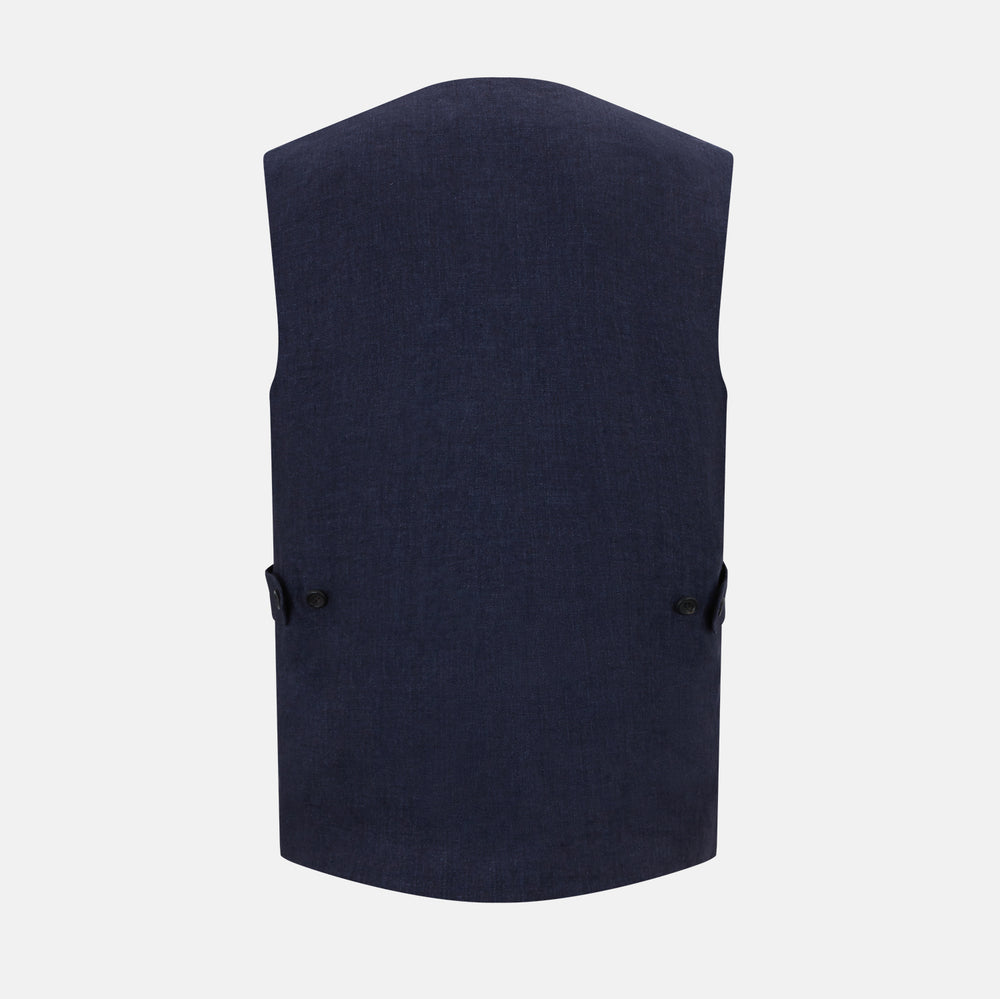 Navy Linen Twill Waistcoat